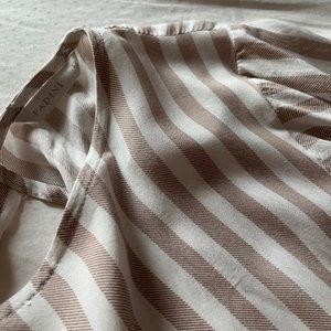2/$22 Sale 🍎 Padini Tie-back Flutter Sleeve Blouse in Brown/White Stripe